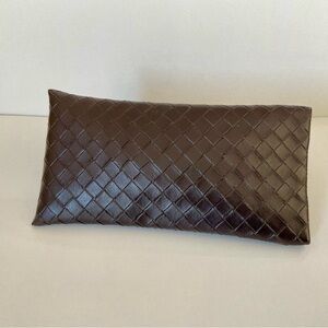 BOTTEGA VENETA Brown Woven Leather Pouch
